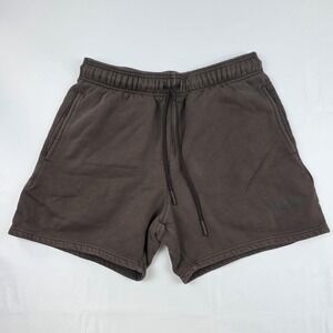 YoungLA Shorts Mens XL Brown Sweat Fleece Elastic Waist Logo Back Pocket
